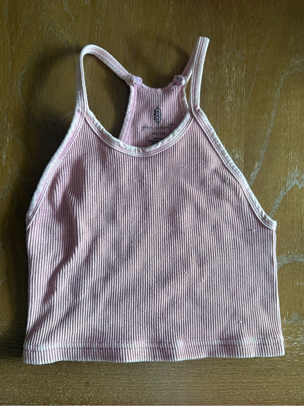 Free People Pink Ribbed Racerback Tank
